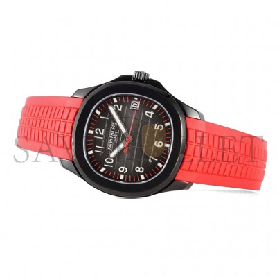 PATEK PHILIPPE AQUANAUT‘BLACK VENOM’BLACK DIAL ON RED RUBBER STRAP WATCH 5167A